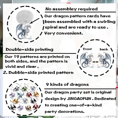 Dragon Birthday Party Decorations - 18PCS Pre-Strung Swirls