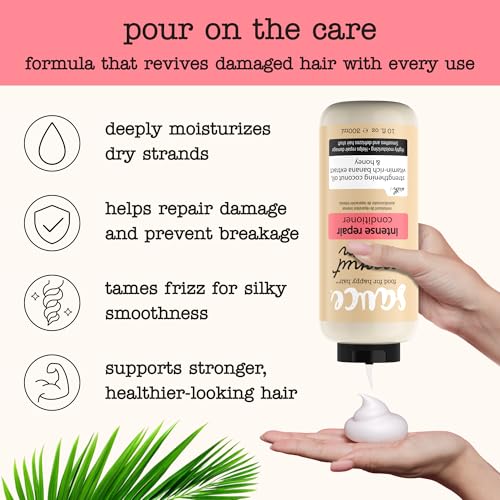 SAUCE Intense Repair Coconut Cream Conditioner, 10 Fl Oz - Frizz Control & Nourishing for Dry, Curly Hair