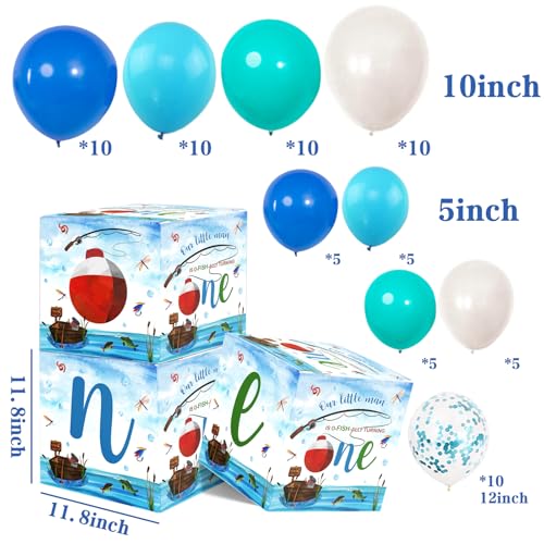 Gone Fishing First Birthday Decorations Kit for Boys - Balloon Boxes & Accessories