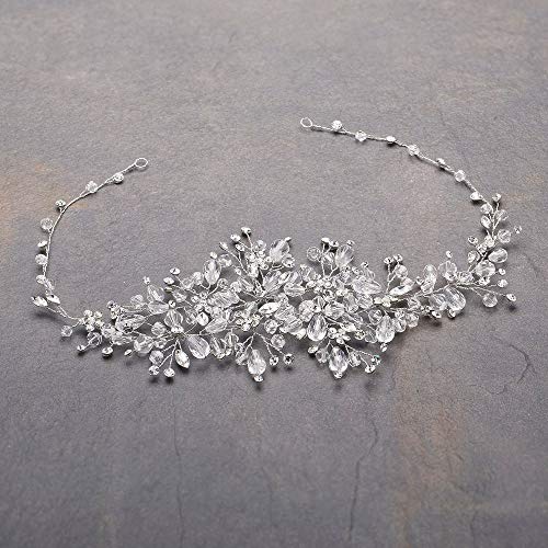 Kercisbeauty Handmade Silver Rhinestone Bridal Hair Vine Headpiece