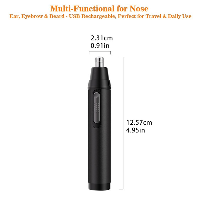 POSIKO Ear and Nose Hair Trimmer Clipper - 4-in-1 Grooming Tool for Nose Hair, Ear Hair, Beard, Eyebrows, Head Hair, Body Hair, Armpit, Leg (Black)