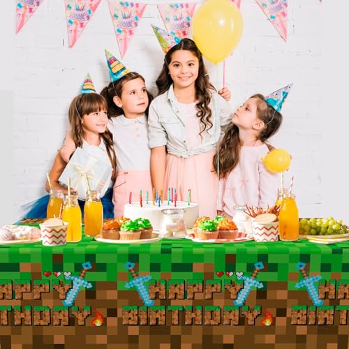 Pixel Gaming Party Tablecloths - 3 Pack | Video Game Birthday Supplies
