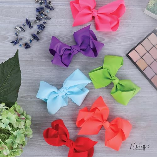 Motique Accessories 5.5 Inch Plum Grosgrain Hair Bow Clip for Women & Teens