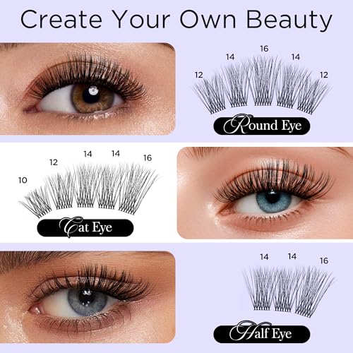 WINKGIGGLE Lash Clusters 703-168, D Curl Individual False Eyelashes 10-16mm, Reusable Black Band, DIY Glam & Natural Look