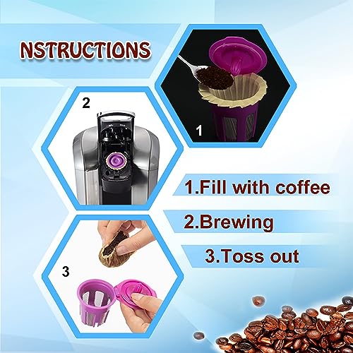 Natural Disposable Coffee Filters with 2 Reusable K Cups for Keurig