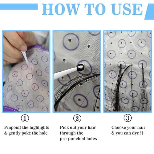 Yampahpa Hair Highlighting Kit with Caps and Hooks - 12 pcs