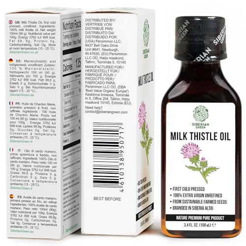 Siberian Green Milk Thistle Oil - 100% Natural Cold Pressed, 100ml