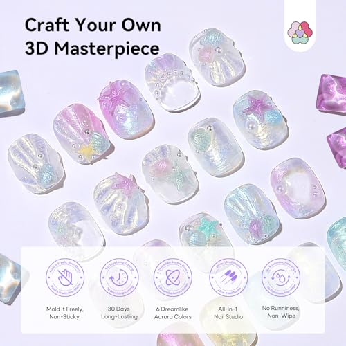 SAVILAND 6-Color Solid Builder Nail Gel Kit with Sculpting Pen & Tools