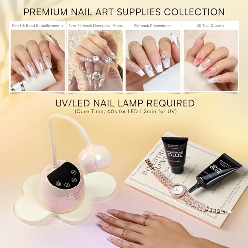 Makartt Rhinestone Glue Gel Set A04 - 2x30ml, Low & Medium Viscosity for Nail Art
