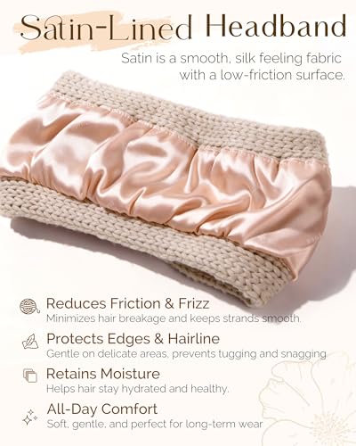 YANIBEST Black Soft Stretch Knot Headband with Satin Lining