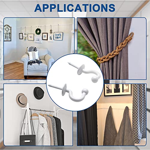Rierdge 4 Pcs White Curtain Tiebacks - Wall-Mounted Drapes Holdbacks