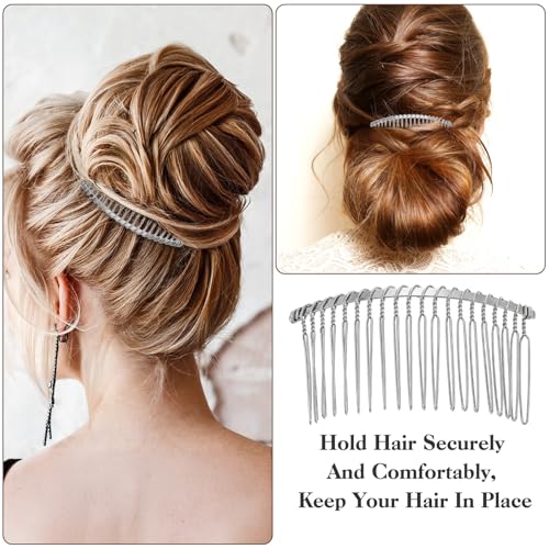 3-Piece Silver Veil Comb Set with 20 Extra-Long Teeth