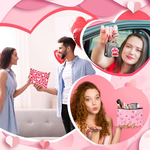 Valentine's Day Makeup Bags & Keychains Set by Kacctyen - 24 Pcs