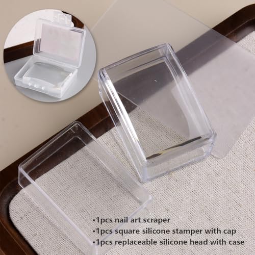 French Tip Nail Stamper Set - Clear Silicone Tool with Scraper