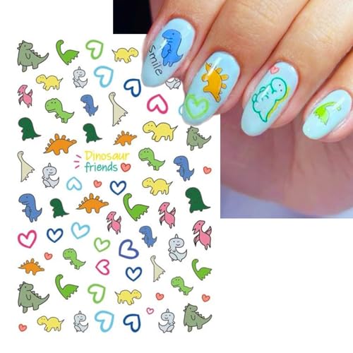Dinosaur Nail Art Stickers for Kids - 2 Sheets of 3D Decals
