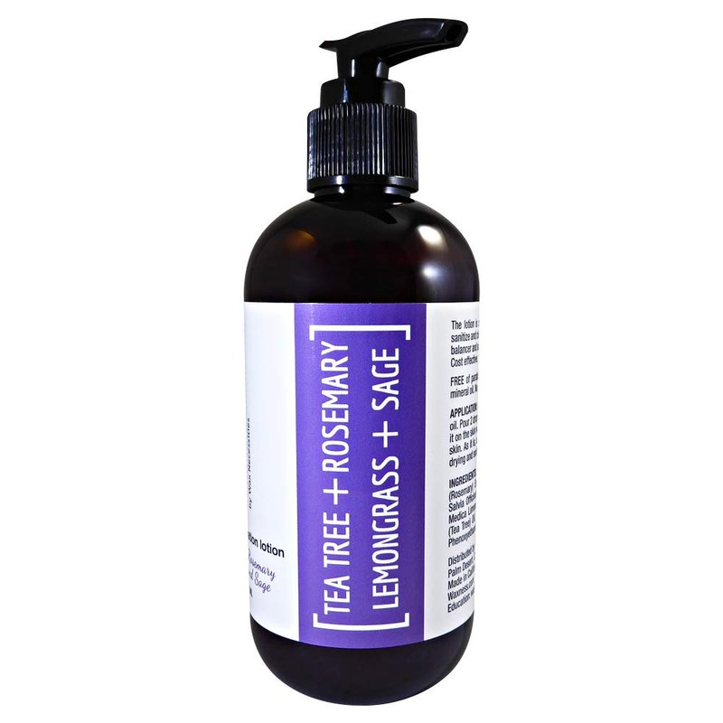 Waxness Dr. Bump Natural Pre & Post Wax Lotion Tea Tree Rosemary Lemongrass Sage 8 oz (237 ml) – Waxing Skin Prep & Aftercare – Professional Skin Care – Made in USA
