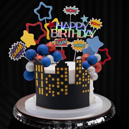 51PCS Superhero Birthday Cake Decorations Set for Kids