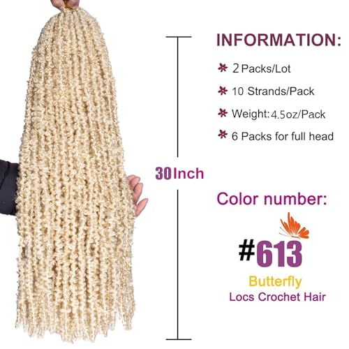ZRQ 30 Inch Butterfly Locs Crochet Hair - Pre-Looped Blonde Braids