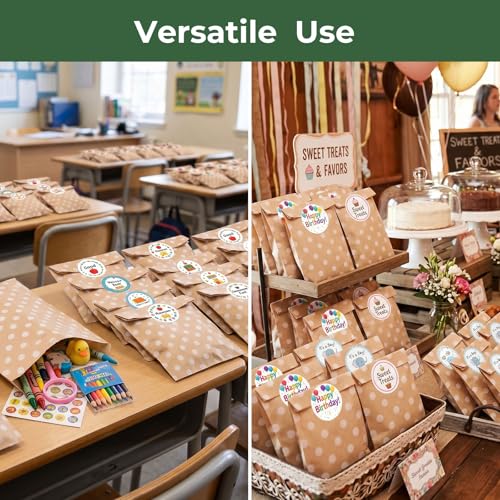 VGOODALL 120PCS Flat Kraft Paper Treat Bags - 5" x 7" Dot Pattern
