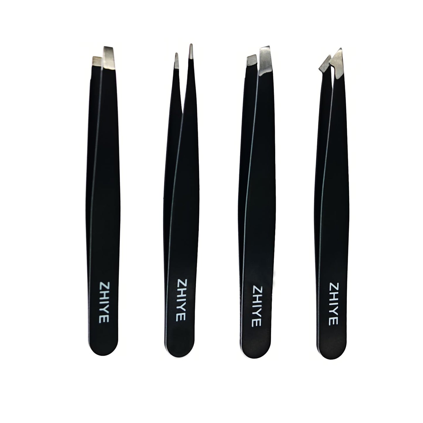 ZHIYE Professional Eyebrow Tweezers, 4 Pcs Stainless Steel Precision Tweezers Set for Ingrown Hair Removal Eyelash Extension, Eyebrows Plucking