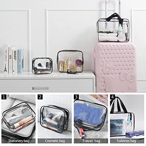 4-Piece Clear PVC Travel Toiletry Bag Set for Men & Women - Large, Medium, Small