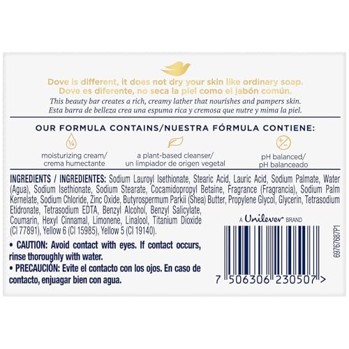 Dove Shea Butter & Vanilla Beauty Bar 2-Pack - 4.75 Oz Each, 3-in-1 Face Body Hand Soap, Fresh Scent