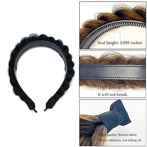 Black Braided Headband - Handmade Wide Braid Hair Hoop for Women