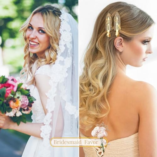 Gold Glitter No Bend Hair Clips - 18 Piece Set for Bridal Party Gifts