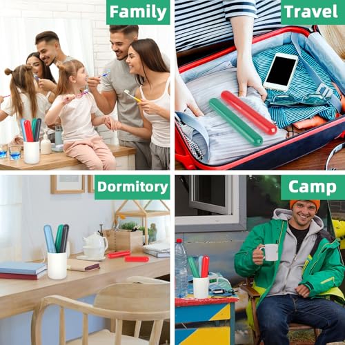 Hooqict 4-Pack Portable Travel Toothbrush Cases - Colorful Protectors