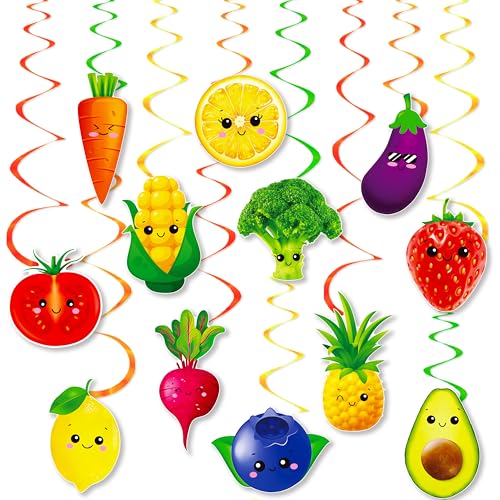 20 Pcs Fruit & Vegetable Hanging Swirls for Party Decorations