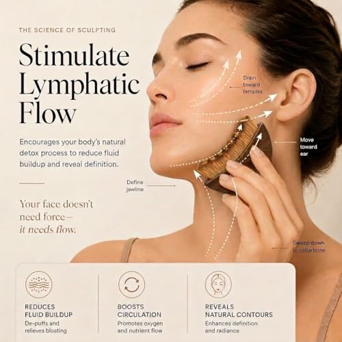 AmaraMemira Lymphatic Face Brush & Stainless Steel Gua Sha Set