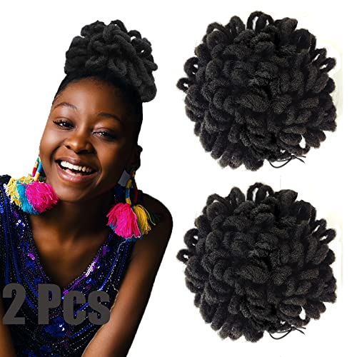 Abellee 8-Inch Faux Loc Petal Bun - 2-Piece Afro High Puff Ponytail Set