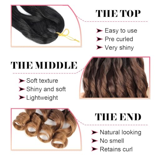 WIPPORYA French Curly Braiding Hair 12 Inch Loose Wave 6 Packs 1B/4/30