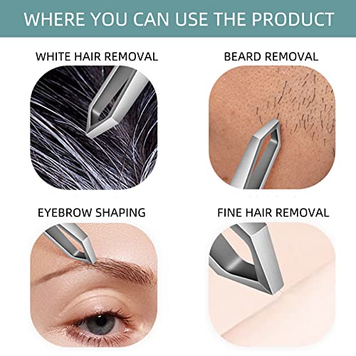 Ausomtek Stainless Steel Beard Tweezers with 5mm Tip - Precision Hair Removal Tool in Cyan Case