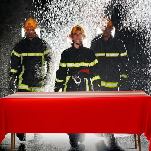 Oudain 3-Pack Firefighter Party Tablecloths | 54"x108" Plastic Covers