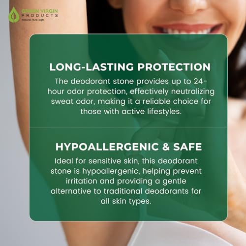 100% Pure Mineral Salt Deodorant Stone - Natural, Non-Toxic Protection