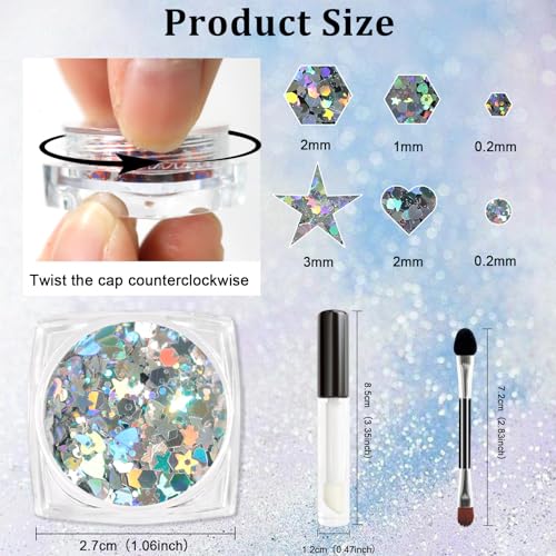 16 Colors Chunky Holographic Body Glitter with Glue - SIUSIO