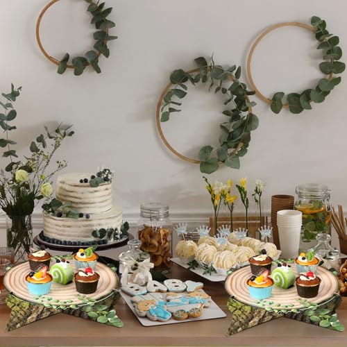 Woodland Themed Cupcake Stand Set - 2 Pcs Rustic Cake Holders
