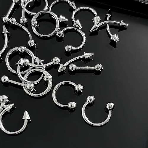 80 PCS Silver Alloy Nail Charms - 3D Goth Punk Rhinestones