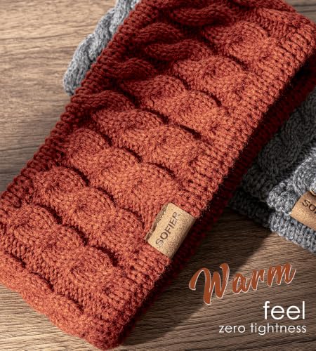 Sofier Women's Winter Headbands - 3 Pack Fleece Lined Ear Warmers in Red