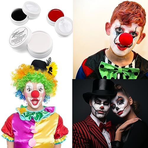 Wismee Professional Oil-Based Clown Makeup Set - Black, White & Red