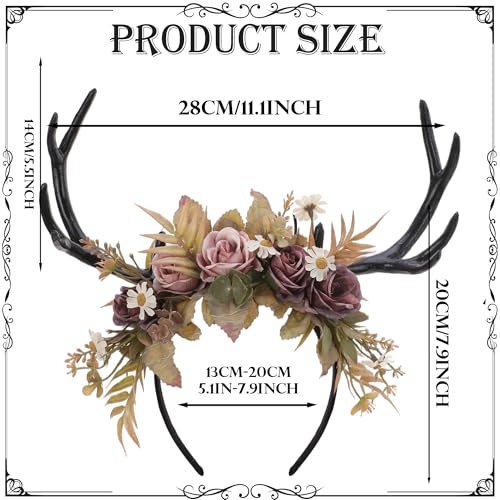 Purple Flower Antler Headband - Woodland Fairy Deer Horns for Cosplay