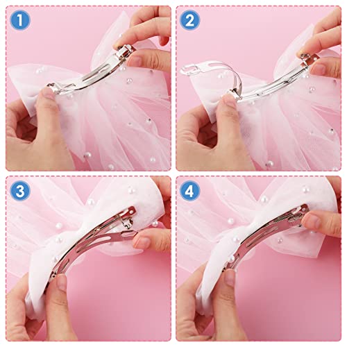 Yolev White Bridal Pearl Hair Bow Veil with Barrette for Wedding & Bridesmaid