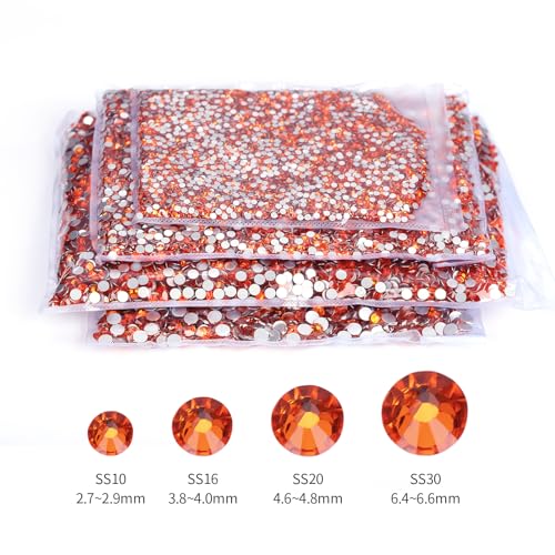 Orange Rhinestones Bulk - 10000pcs SS10 Flat Back Glass Gems