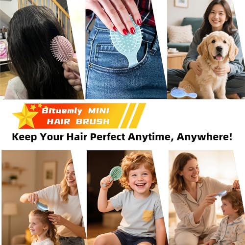 Portable Mini Hair Brushes - 4-Pack Detangling for All Hair Types