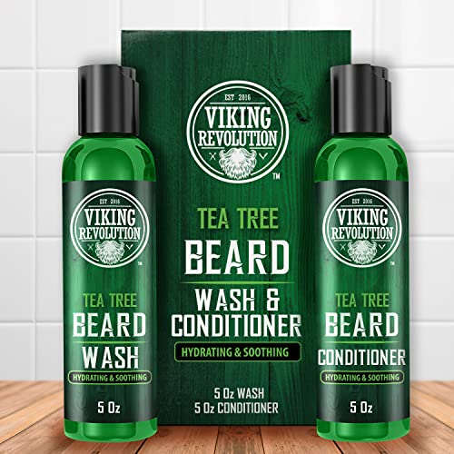 Viking Revolution Beard Wash & Conditioner Set - Tea Tree Oil, 5 oz