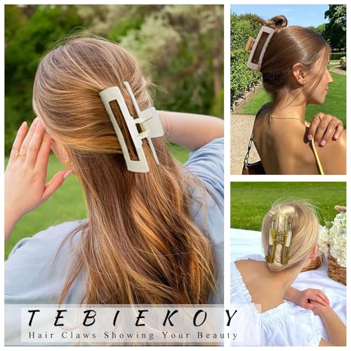 TEBIEKOY Olive Mist Extra Large 5-Inch Hair Claw Clips for Thick Hair