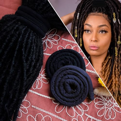 Spiral Lock Hair Ties for Dreadlocks - Handmade Hair Accessories (Black & Dark Blue)