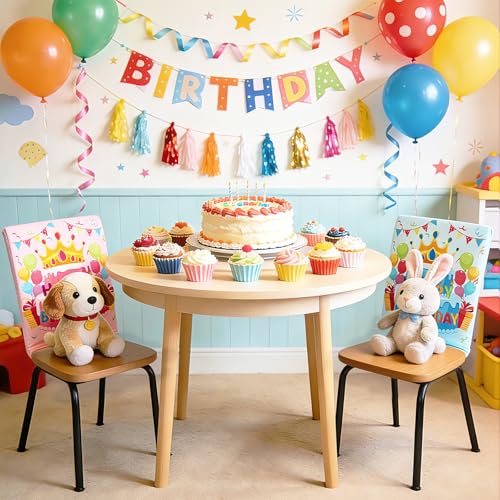 Happy Birthday Chair Covers Set - 2 Pcs Colorful Classroom Decor