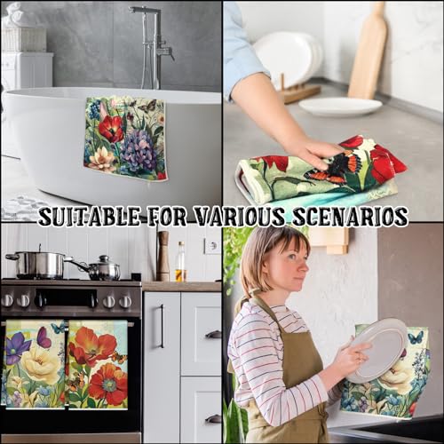 Tudomro 6-Piece Floral Kitchen Towels Set - Soft & Durable